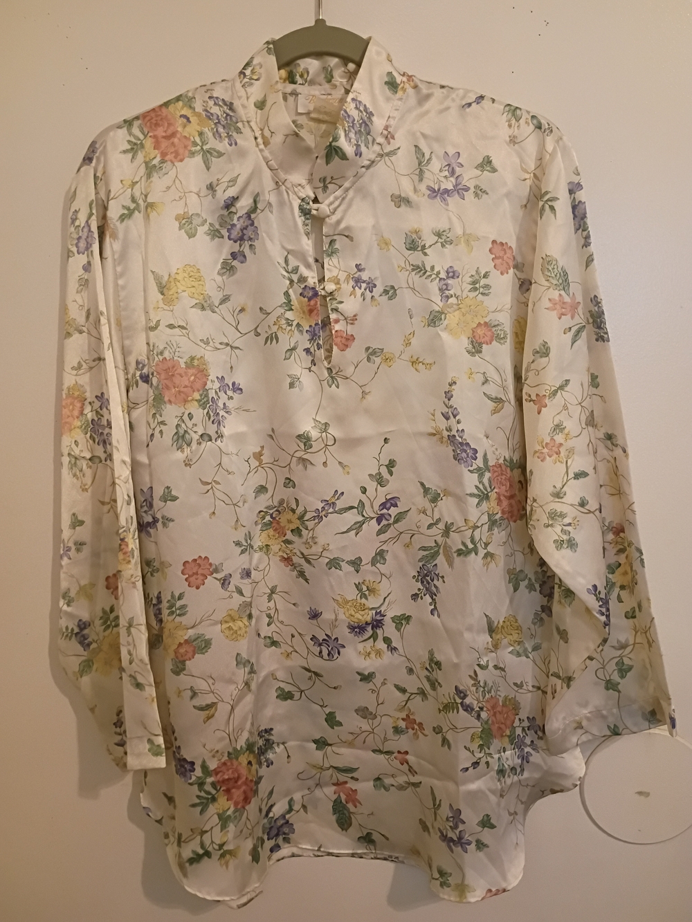 VTG Barbizon Women’s Cream Floral Pajama Top Sz S